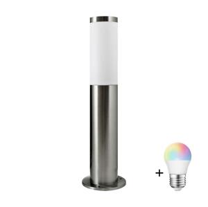 LED RGBW Stmívatelná venkovní lampa LIVIA 1xE27/6,5W/230V 45 cm IP44 stříbrná