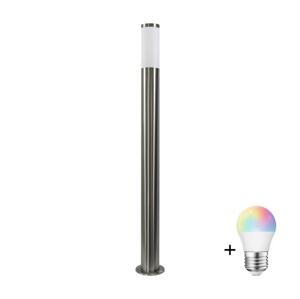 LED RGBW Stmívatelná venkovní lampa LIVIA 1xE27/6,5W/230V 100 cm IP44 stříbrná