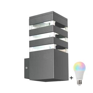 LED RGBW Stmívatelné venkovní nástěnné svítidlo TEKSAS 1xE27/12W/230V IP44 antr