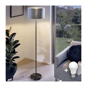 LED Stojací lampa TUNJA 1xE27/20W/230V pr. 30 cm černá/šedá 1xSA2187+1xEG32489