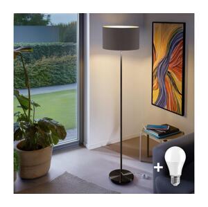 LED Stojací lampa TUNJA 1xE27/20W/230V pr. 38 cm černá/taupe 1xSA2187+1xEG32483