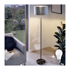 LED Stojací lampa TUNJA 1xE27/20W/230V pr. 38 cm černá/šedá 1xSA2187+1xEG32484