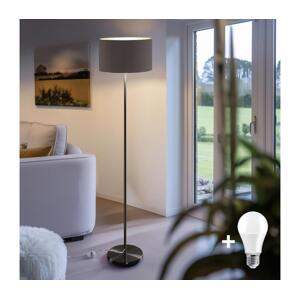 LED Stojací lampa TUNJA 1xE27/20W/230V pr. 38 cm černá/hnědá 1xSA2187+1xEG32485