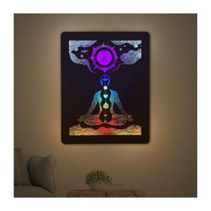 Li-Go 4421/A/4 - LED Nástěnná dekorace LED/10W/5V 30000 mAh 70x90 cm dub/čakry 4421/A/4