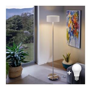 LED Stojací lampa TUNJA 1xE27/20W/230V pr. 30 cm matný chrom/bílá 1xSA2188+1xEG32476