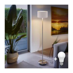 LED Stojací lampa TUNJA 1xE27/20W/230V pr. 30 cm matný chrom/bílá 1xSA2188+1xEG32487