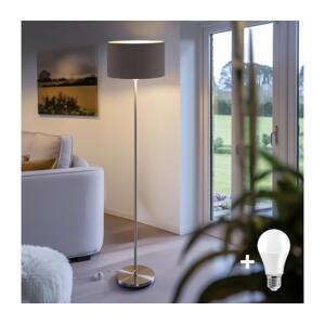 LED Stojací lampa TUNJA 1xE27/20W/230V pr. 38 cm matný chrom/hnědá 1xSA2188+1xEG32485
