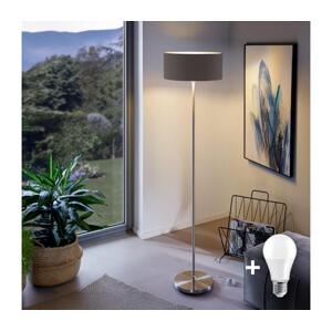 LED Stojací lampa TUNJA 1xE27/20W/230V pr. 38 cm matný chrom/hnědá 1xSA2188+1xEG32474