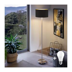 LED Stojací lampa TUNJA 1xE27/20W/230V pr. 38 cm matný chrom/černá 1xSA2188+1xEG32486