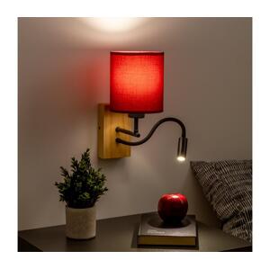 Brilagi Brilagi-LED Nástěnná lampa NUBILA WOOD 1xE27/25W/230V+LED/3W dub/pompej. červená