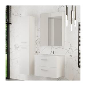BWS Koupelnová skříňka s umyvadlem KATE + zrcadlová skříňka + nástěnná skříňka bílá Nataly SET white