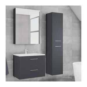 BWS Koupelnová skříňka s umyvadlem KATE + zrcadlová skříňka + nástěnná skříňka antr. Nataly SET anthracite