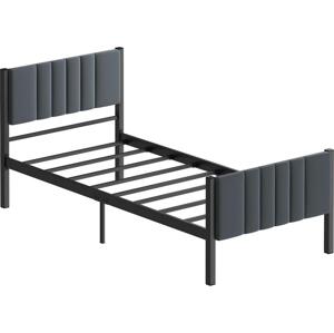 Kovová jednolůžková postel LUNOR 90x200 cm antracit nosnost 120 kg 837WST1157