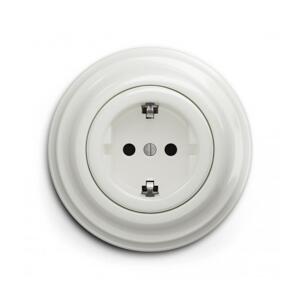 lap lap - Retro zásuvka domovní s rámečkem SCHUKO 230V/16A bílá