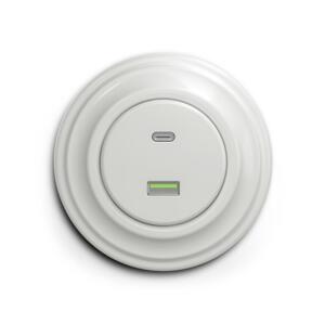 lap - Retro USB zásuvka A+C s rámečkem bílá KA0007+KA0067