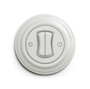 lap - Retro dvojitý tlačítkový vypínač s rámečkem bílá KA0007+KA0093