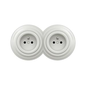 lap - Dvojitá retro zásuvka s rámečkem 230V bílá 2xKA0008+2xKA0006