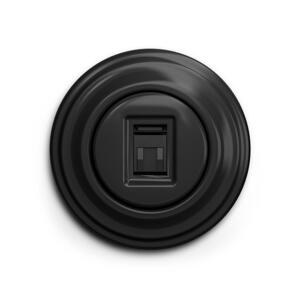 lap - Retro datová zásuvka s rámečkem černá KA0016+KA0070