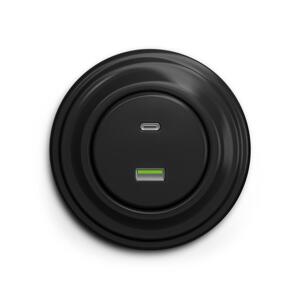 lap - Retro USB zásuvka A+C s rámečkem černá KA0016+KA0071