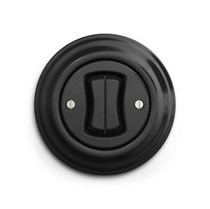 lap - Retro dvojitý tlačítkový vypínač s rámečkem černá KA0016+KA0095