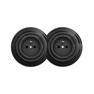 lap - Dvojitá retro zásuvka domovní s rámečkem č. 1 černá 2xKA0017+2xKA0015