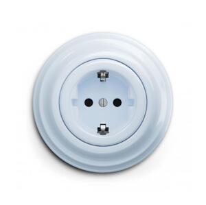 lap lap - Retro zásuvka domovní s rámečkem SCHUKO 230V/16A modrá
