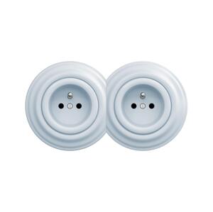 lap - Dvojitá retro zásuvka s rámečkem 230V modrá 2xKA0026+2xKA0024