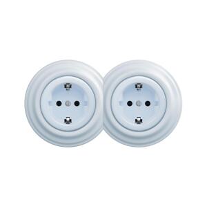 lap - Dvojitá retro zásuvka domovní s rámečkem SCHUKO 230V modrá 2xKA0026+2xKA0108