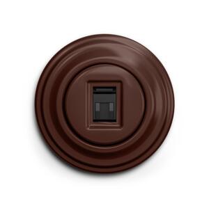 lap - Retro datová zásuvka s rámečkem hnědá KA0034+KA0078