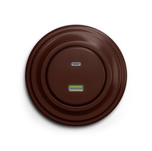 lap - Retro USB zásuvka A+C s rámečkem hnědá KA0034+KA0079