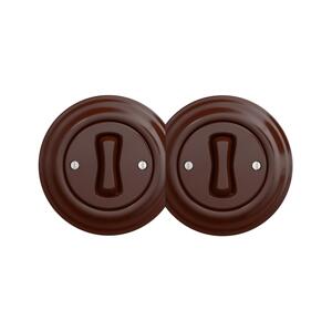 lap - Dvojitý retro jednopólový vypínač s rámečkem č. 1 hnědá 2xKA0035+2xKA0028