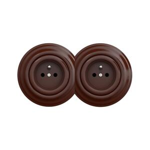 lap - Dvojitá retro zásuvka s rámečkem 230V hnědá 2xKA0035+2xKA0033