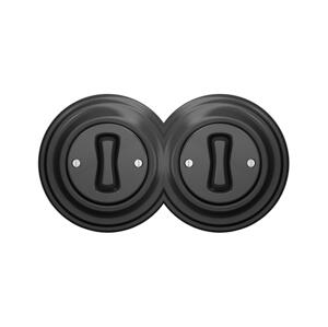 lap - Dvojitý retro jednopólový vypínač s rámečkem č. 1 antracit 2xKA0044+2xKA0037