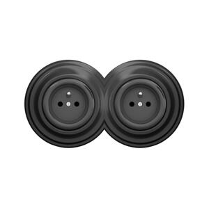 lap - Dvojitá retro zásuvka s rámečkem 230V antracit 2xKA0044+2xKA0042