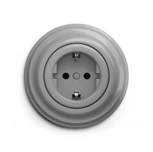 lap lap - Retro zásuvka domovní s rámečkem SCHUKO 230V/16A šedá