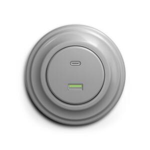 lap - Retro USB zásuvka A+C s rámečkem šedá KA0052+KA0087
