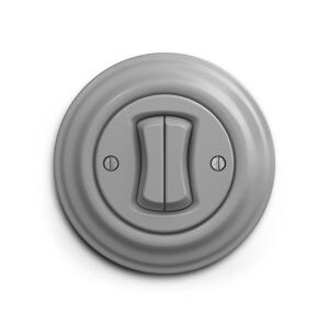 lap - Retro dvojitý tlačítkový vypínač s rámečkem šedá KA0052+KA0103