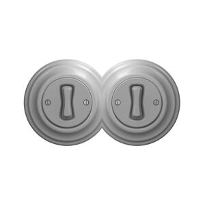 lap - Dvojitý retro jednopólový vypínač s rámečkem č. 1 šedá 2xKA0053+2xKA0046