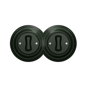 lap - Dvojitý retro jednopólový vypínač s rámečkem č. 1 zelená 2xKA0062+2xKA0055