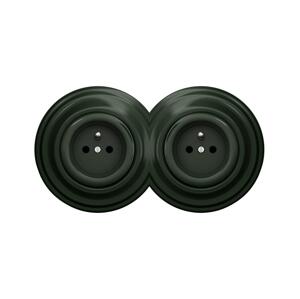 lap - Dvojitá retro zásuvka s rámečkem 230V zelená 2xKA0062+2xKA0060