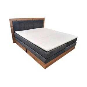 Meble Polskie Boxspringová postel s matracemi a topp. s úlo. prostorem JASMINE 180x200 cm šedá