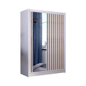Šatní skříň se zrcadlem SANTINO 150x215 cm bílá/dub craft