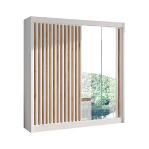 Šatní skříň se zrcadlem SANTINO 203x215 cm bílá/dub craft