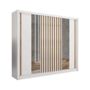 Šatní skříň se zrcadlem SANTINO 250x215 cm bílá/dub craft