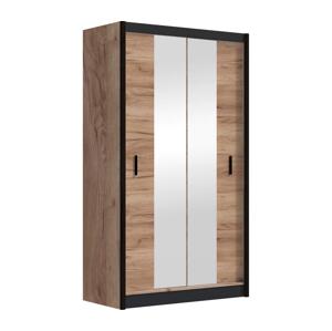 Šatní skříň se zrcadlem MIRO 120x215 cm dub craft/černá
