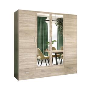 Šatní skříň se zrcadlem SANNA 200x215 cm dub sonoma