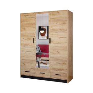 Šatní skříň se zrcadlem SANNA 150x215 cm dub craft
