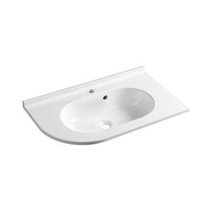 Sapho - Rohové zápustné umyvadlo PULSE 75x43 cm mramor/bílá BM658