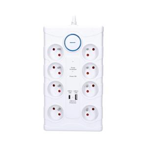 PO80 - Prodluž. kabel s vypínačem 8Z Typ E + 1xUSB-A + 1xUSB-C 2m bílá