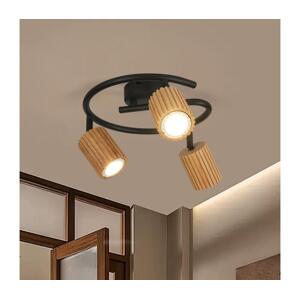 Brilagi - Bodové svítidlo MODERN WOOD 3xGU10/8W/230V kaučukovník/černá BRI375
